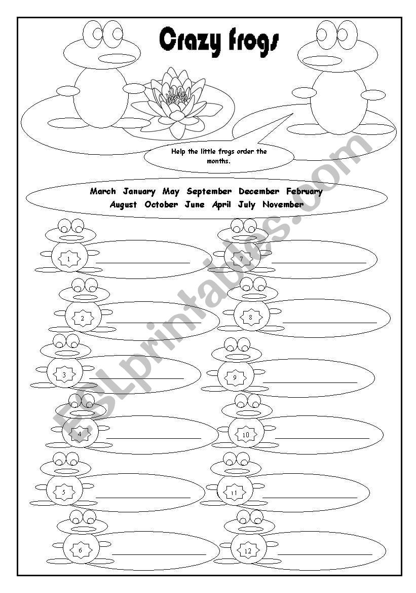 Months and Crazy Frogs worksheet