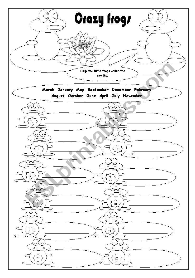 Months and Crazy Frogs worksheet