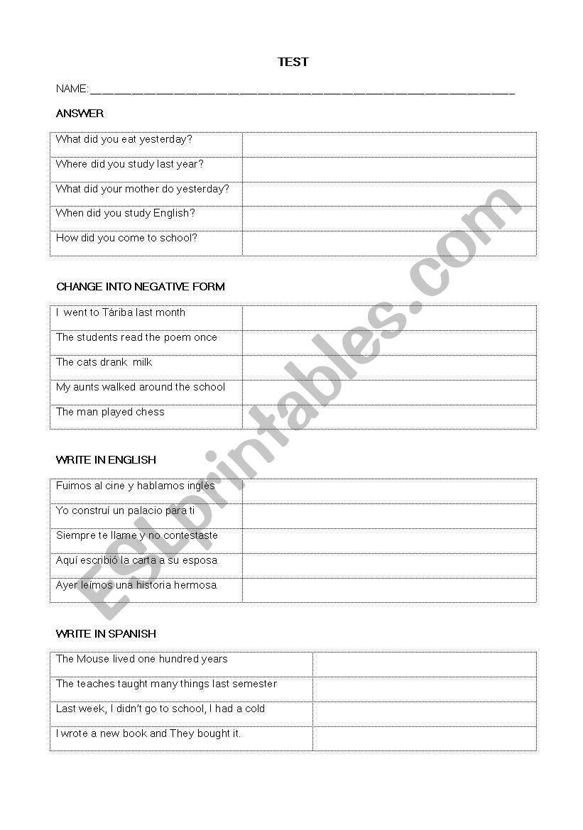 simple past tense excercises worksheet