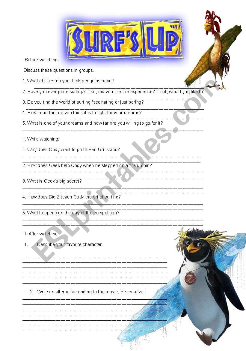 SURFÂ´S UP worksheet