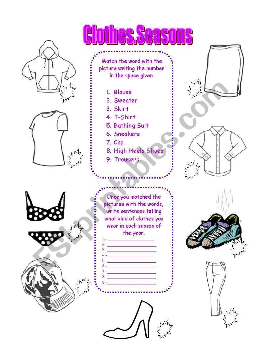 CLOTHES AND SEASONS worksheet