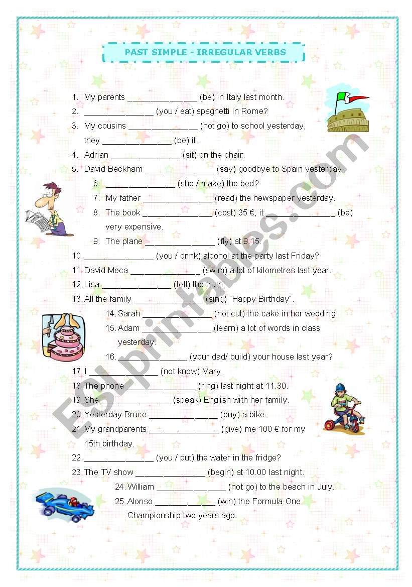 PAST SIMPLE IRREGULAR VERBS worksheet