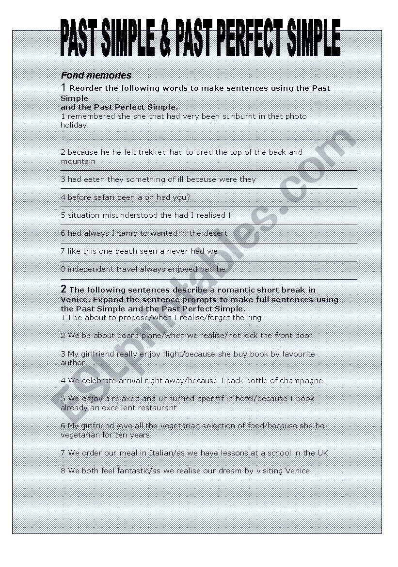 Past Perfect and Past Simple worksheet