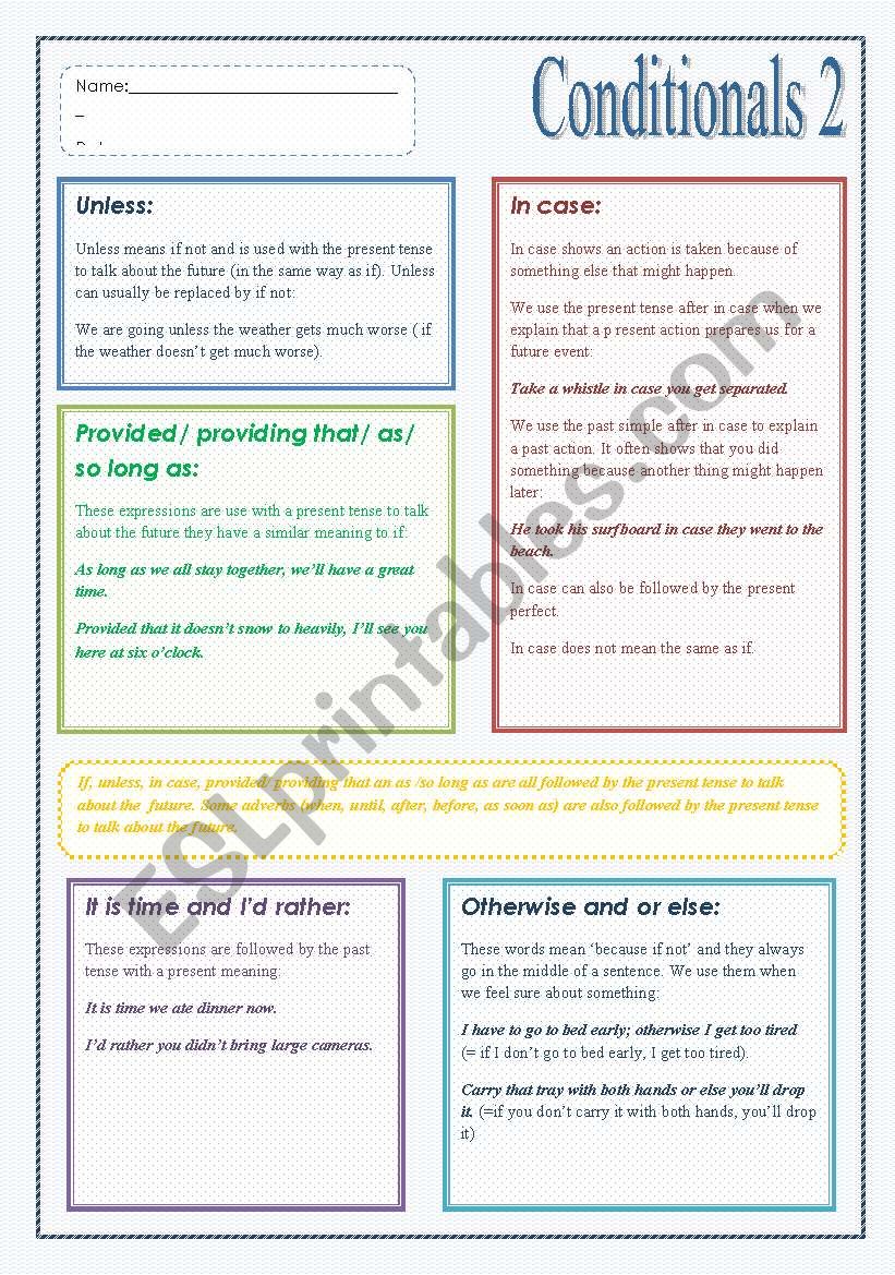 Conditionals 2 worksheet