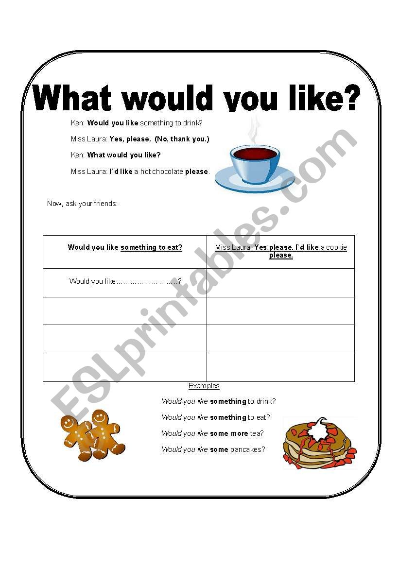 What would you like? worksheet