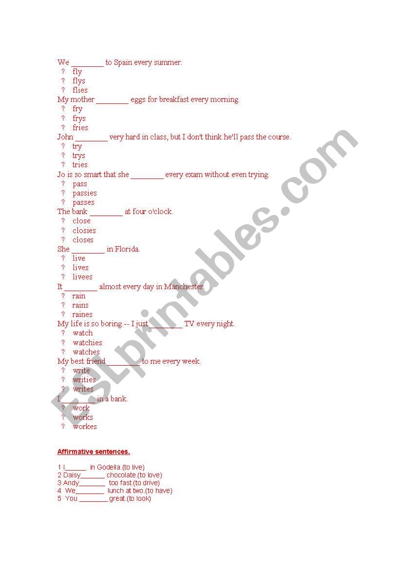 present simple exercises   worksheet