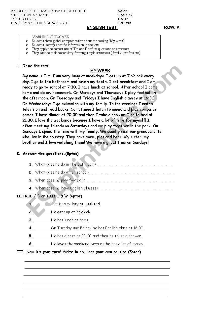 Simple present worksheet