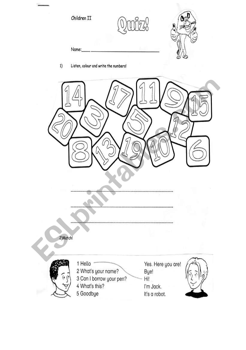 Quiz beginners worksheet