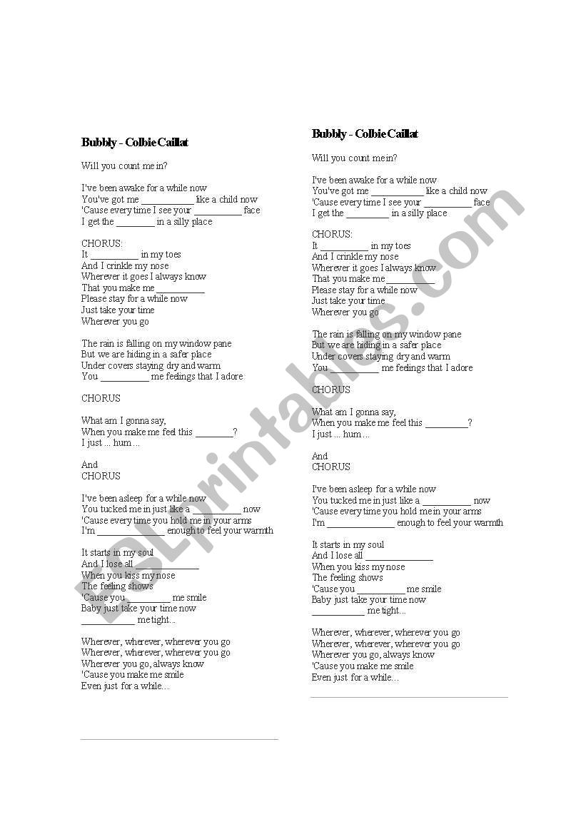 Bubbly worksheet