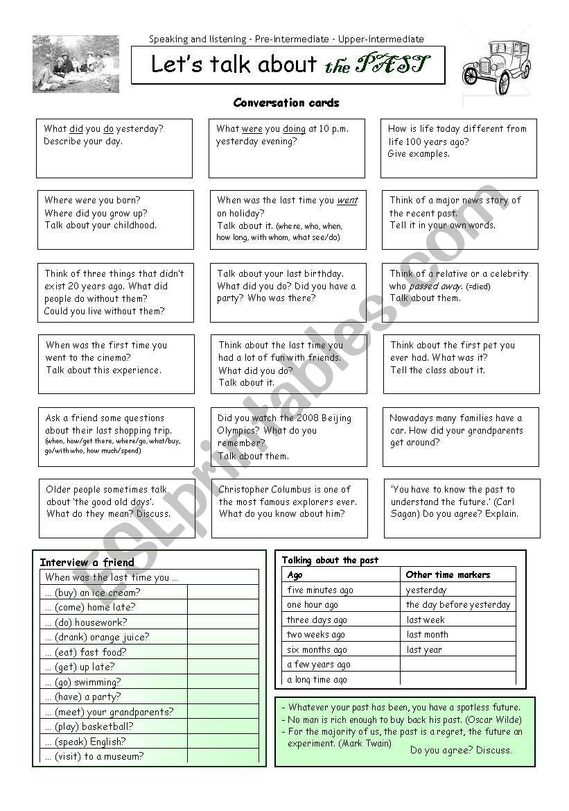 Lets talk about the PAST worksheet