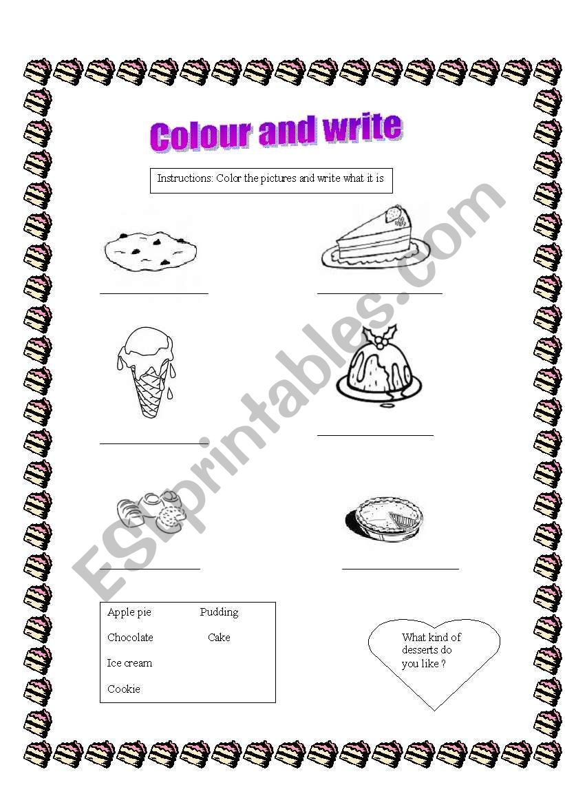 Colour and write worksheet
