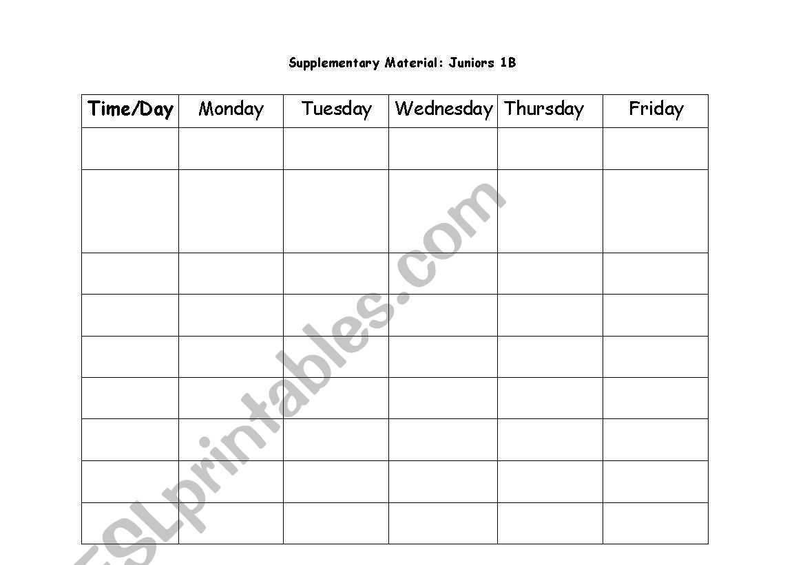 Organising your routine worksheet