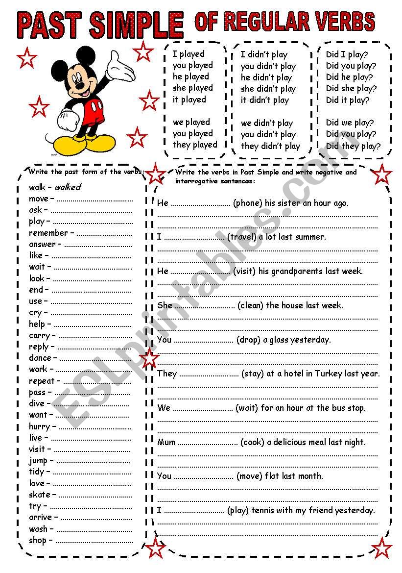 PAST SIMPLE OF REGULAR VERBS (1) (2 PAGES)
