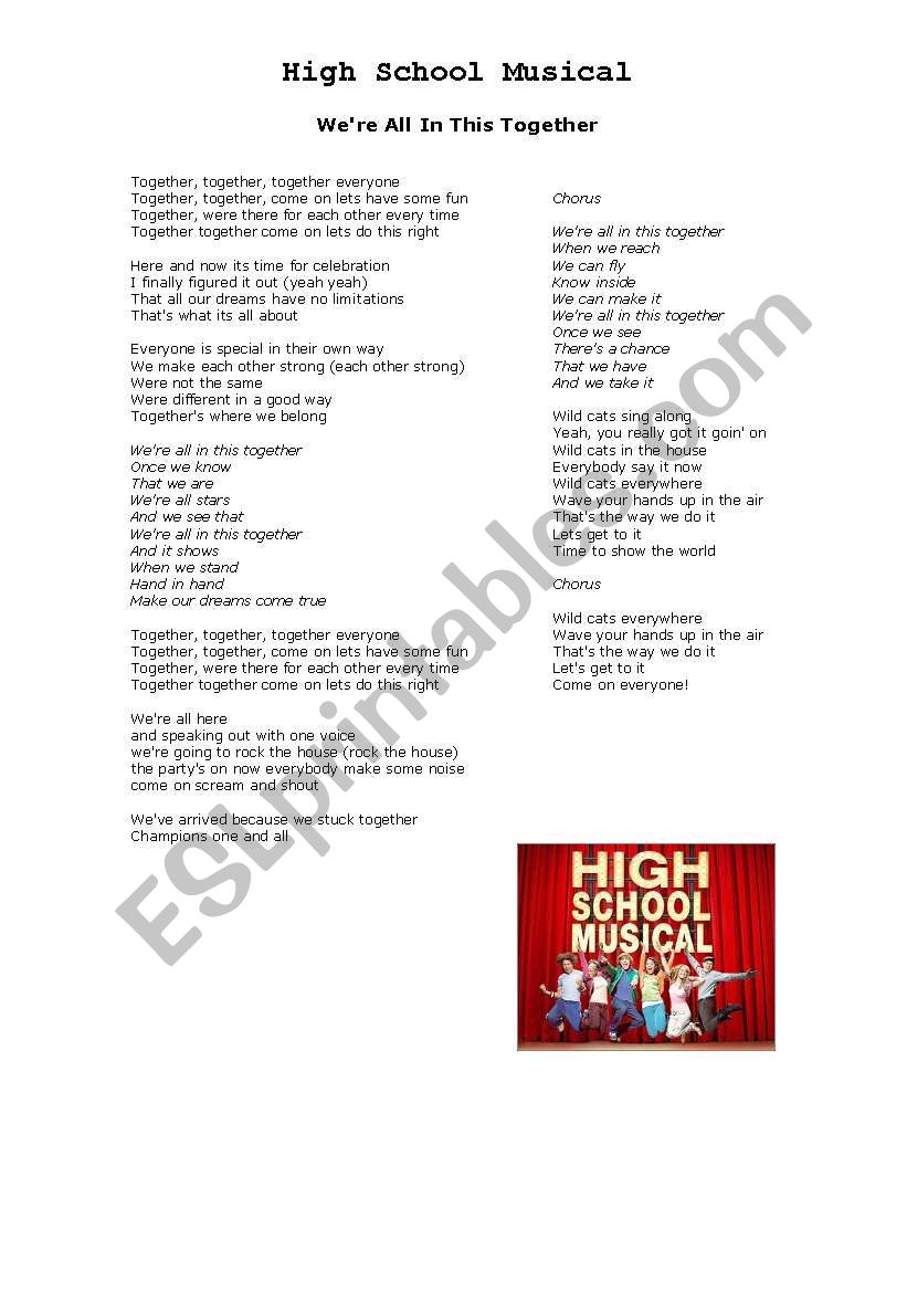 HIGH SCHOOL MUSICAL - Were all in this together - FILL IN THE GAPS