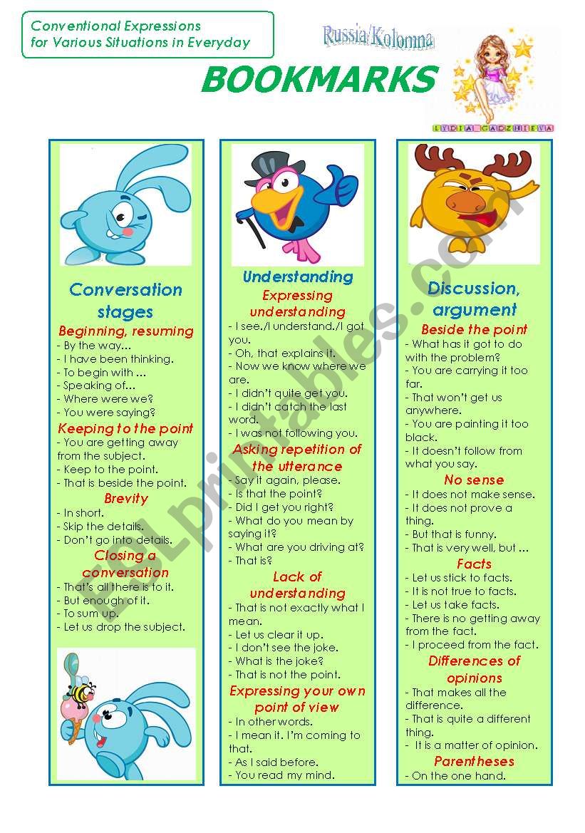 Bookmarks (Part 2) worksheet