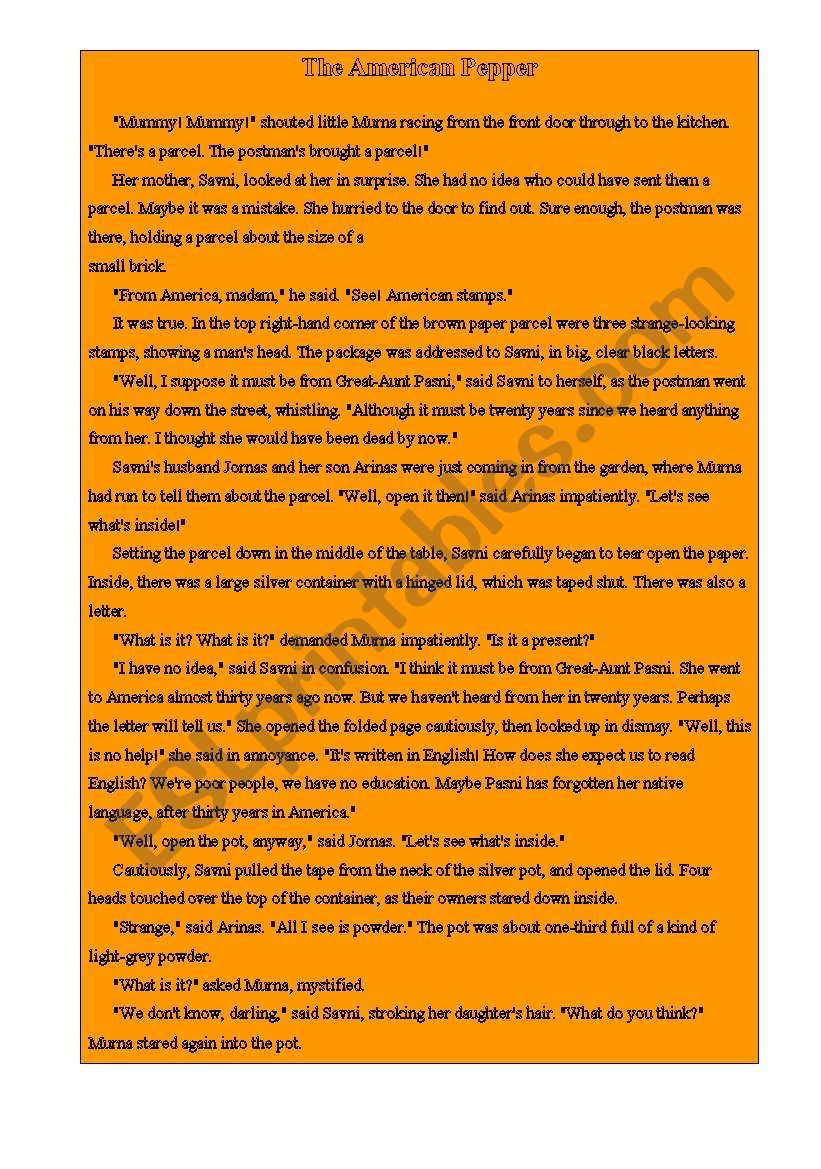 The American Pepper worksheet
