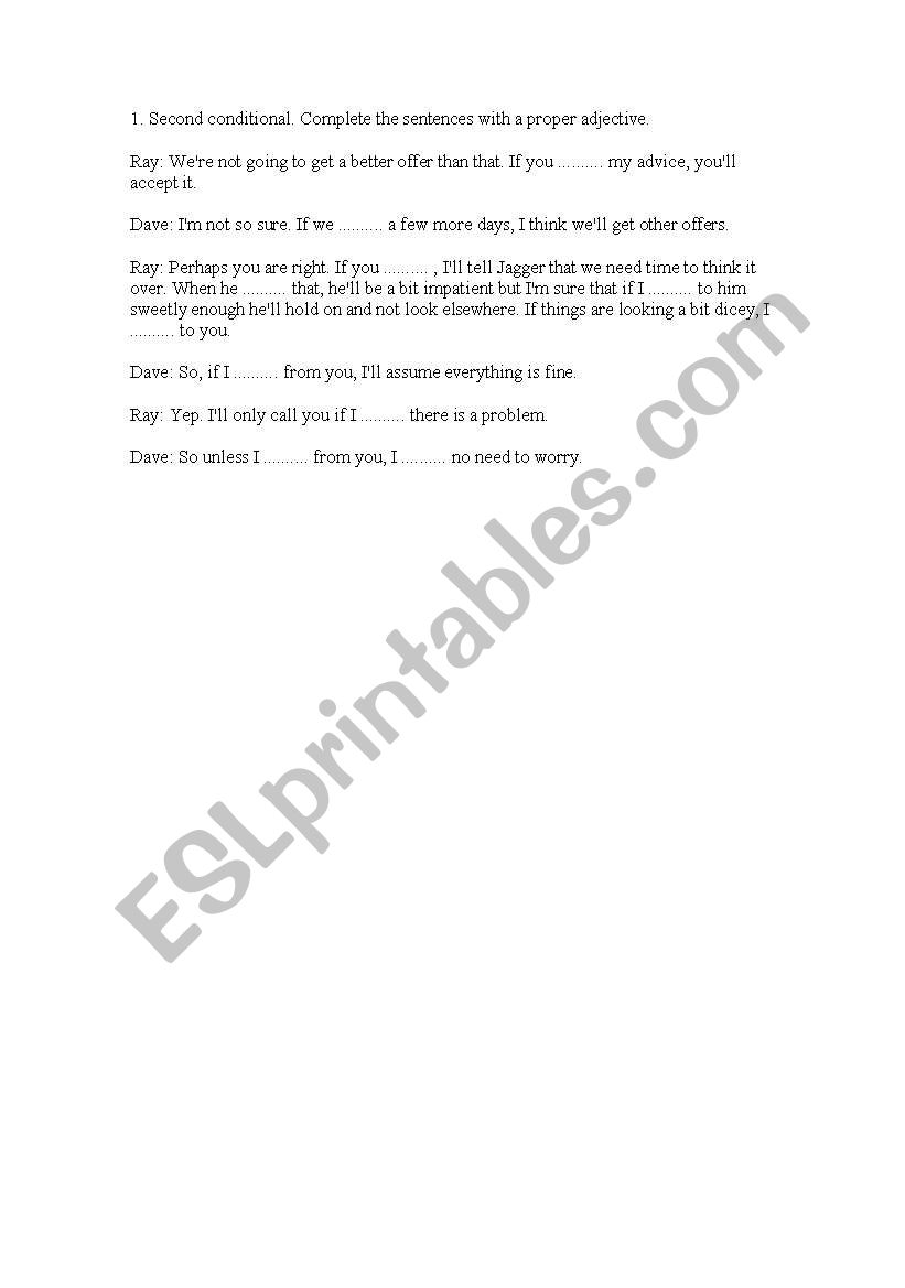 Second conditional worksheet