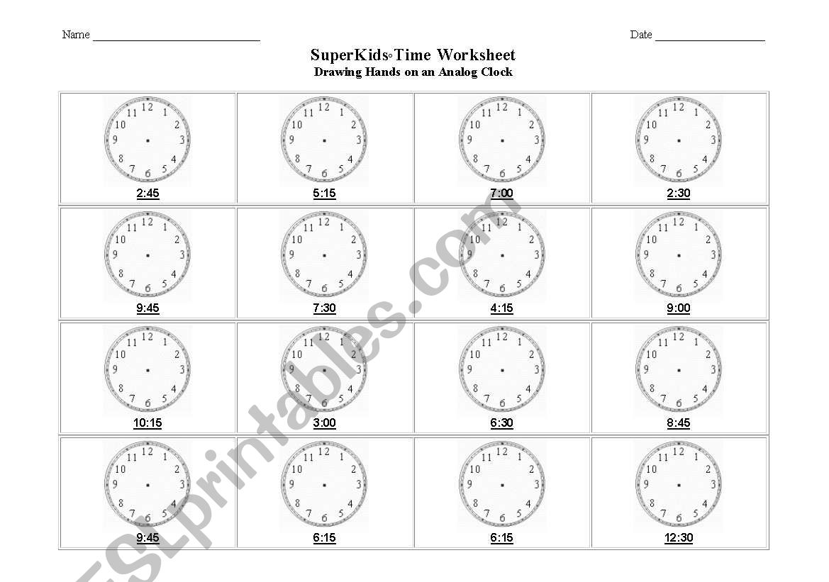 Clock Time worksheet
