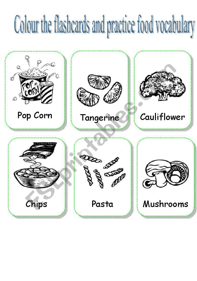 21 food flashcards worksheet