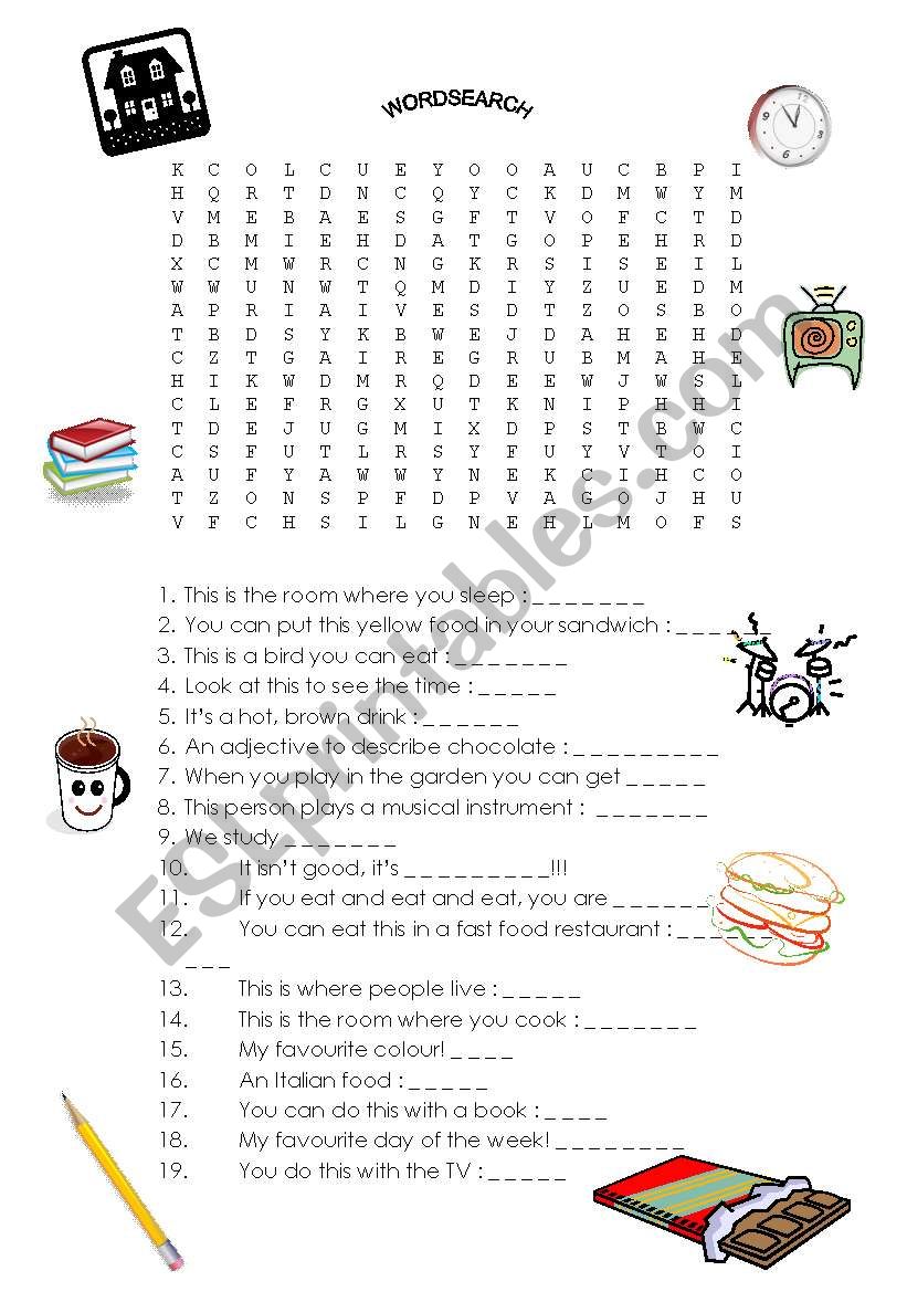 Vocabulary Wordsearch worksheet