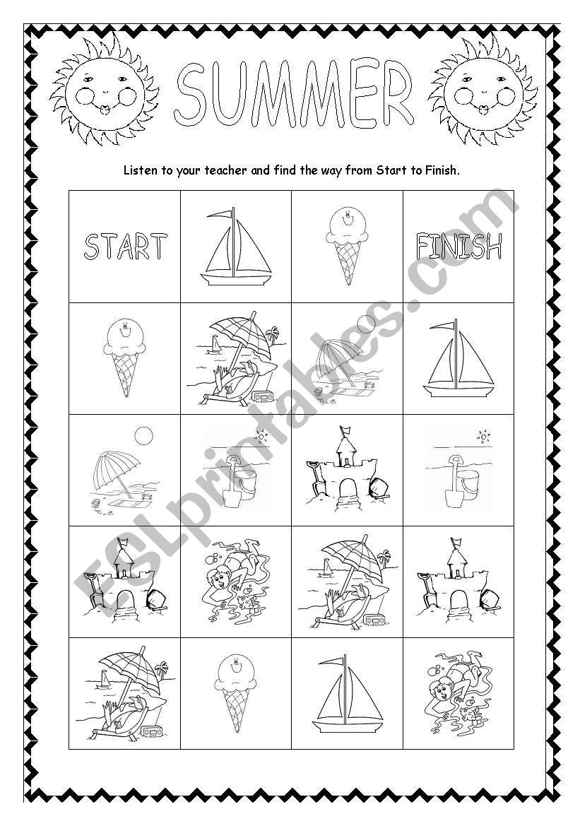 Summer on the beach worksheet