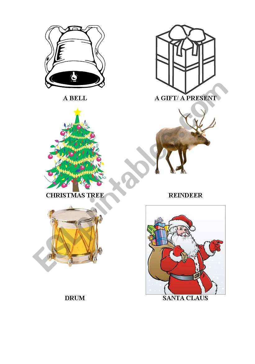 Christmas objects worksheet