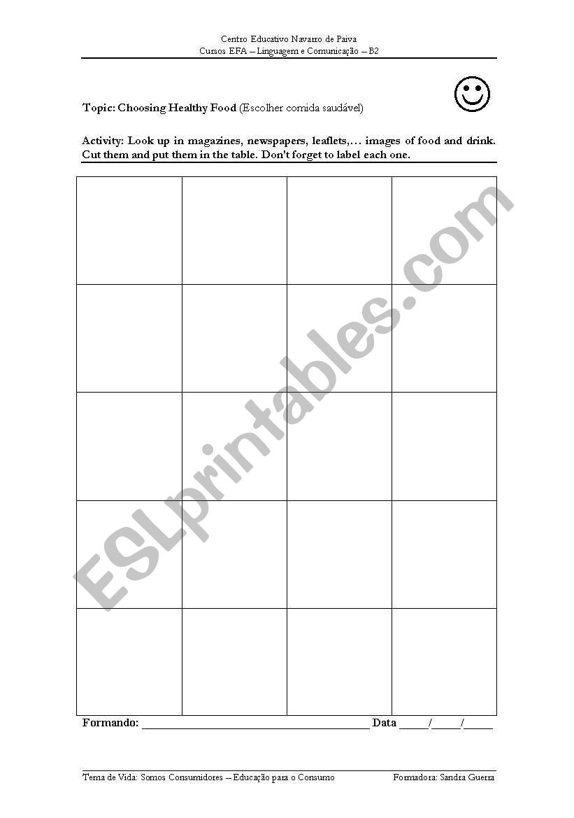 Healthy and Unhealthy worksheet