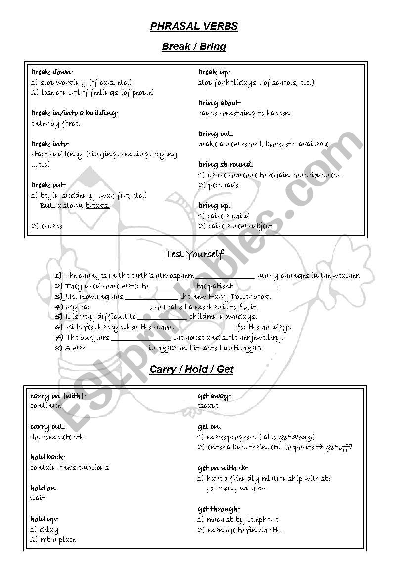 PHRASAL VERBS worksheet