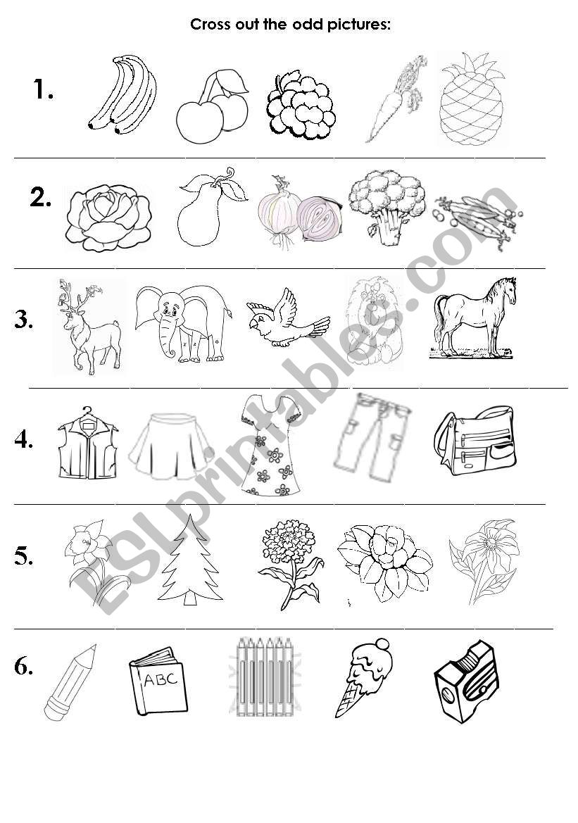 pick odd picture out worksheet