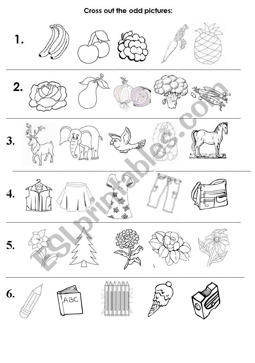 pick odd picture out worksheet