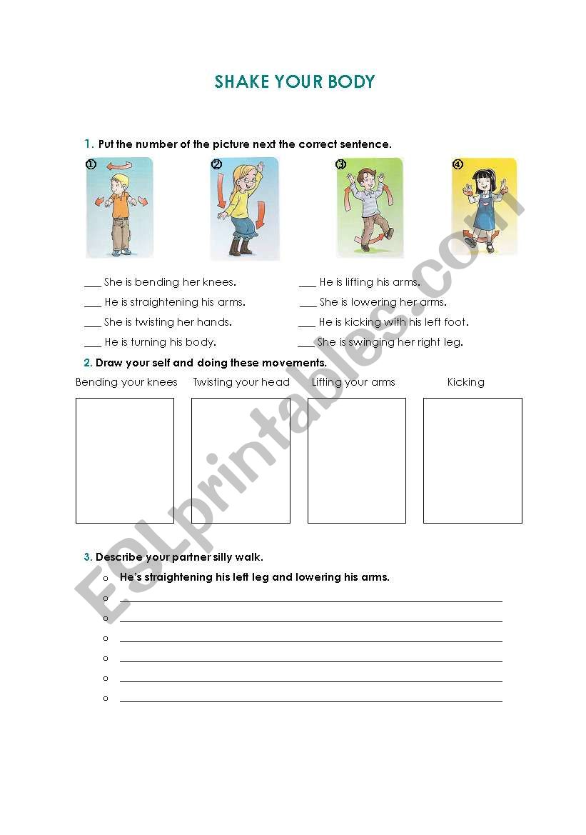 Shake your body worksheet