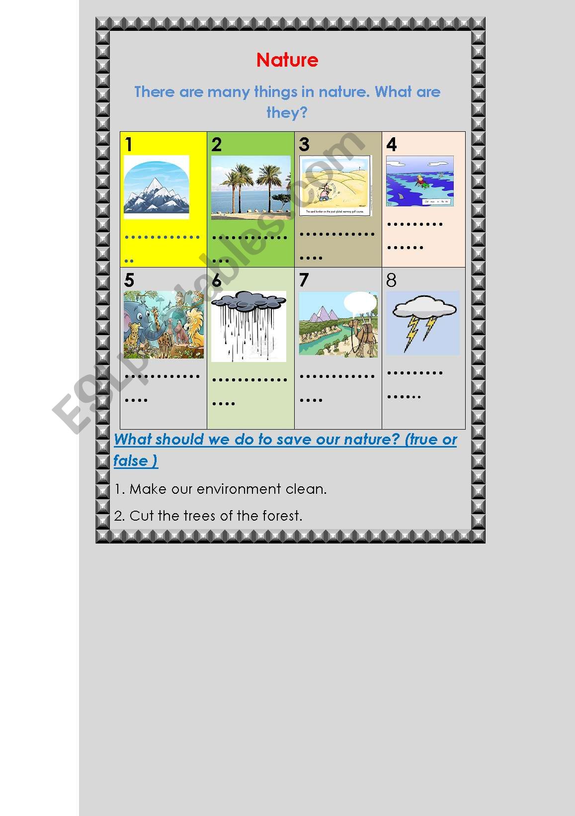 nature worksheet