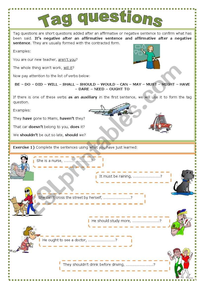 Tag questions worksheet