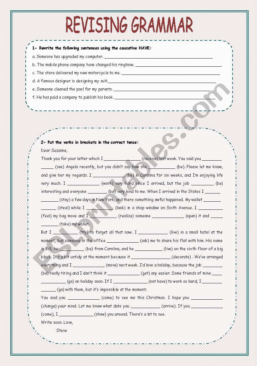 REVISING GRAMMAR worksheet