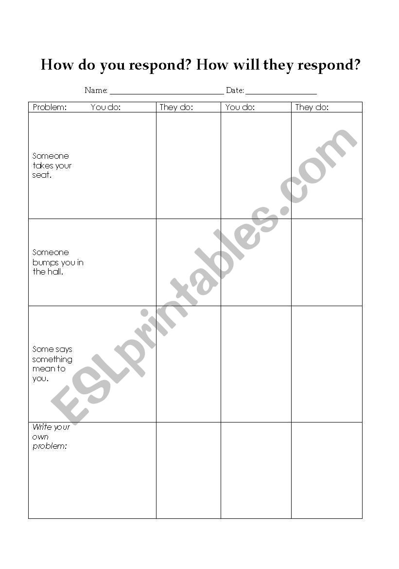 How do you respond? worksheet