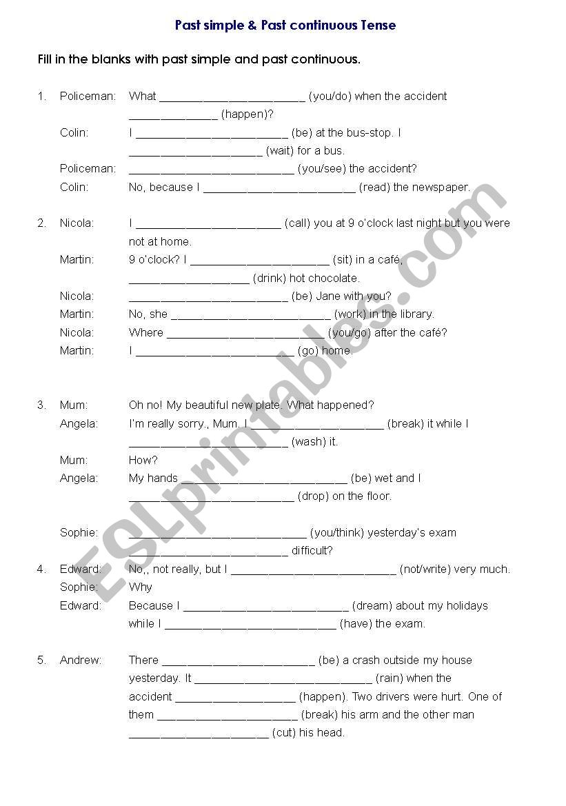 Past simple & Past continuous worksheet