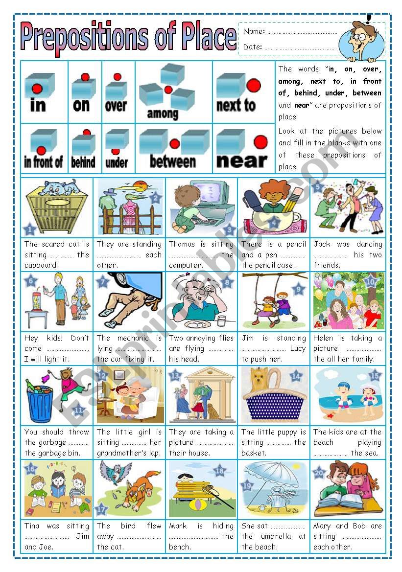 Prepositions of place worksheet