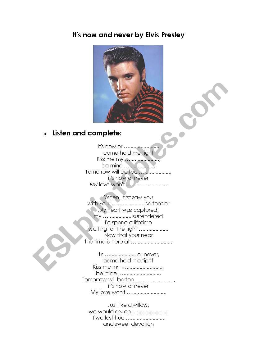 Its now and never by Elvis Presley