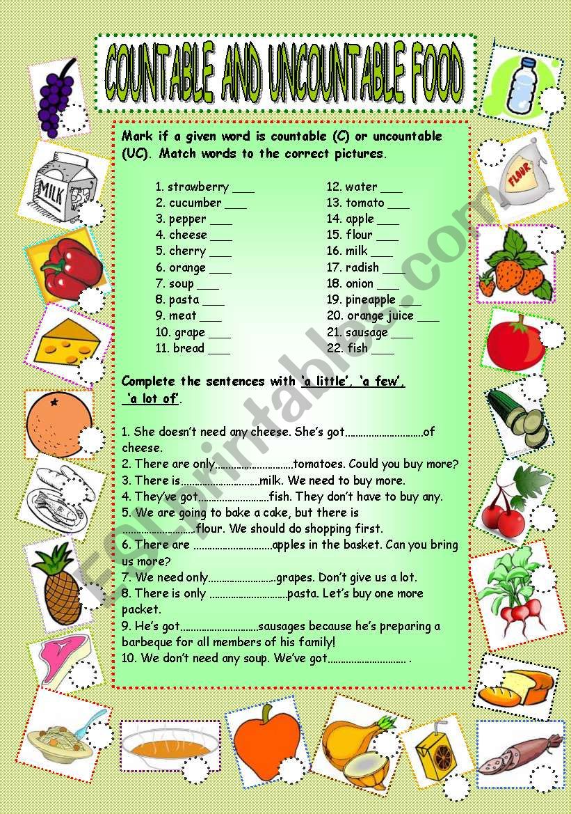 Food - countable and uncountable nouns