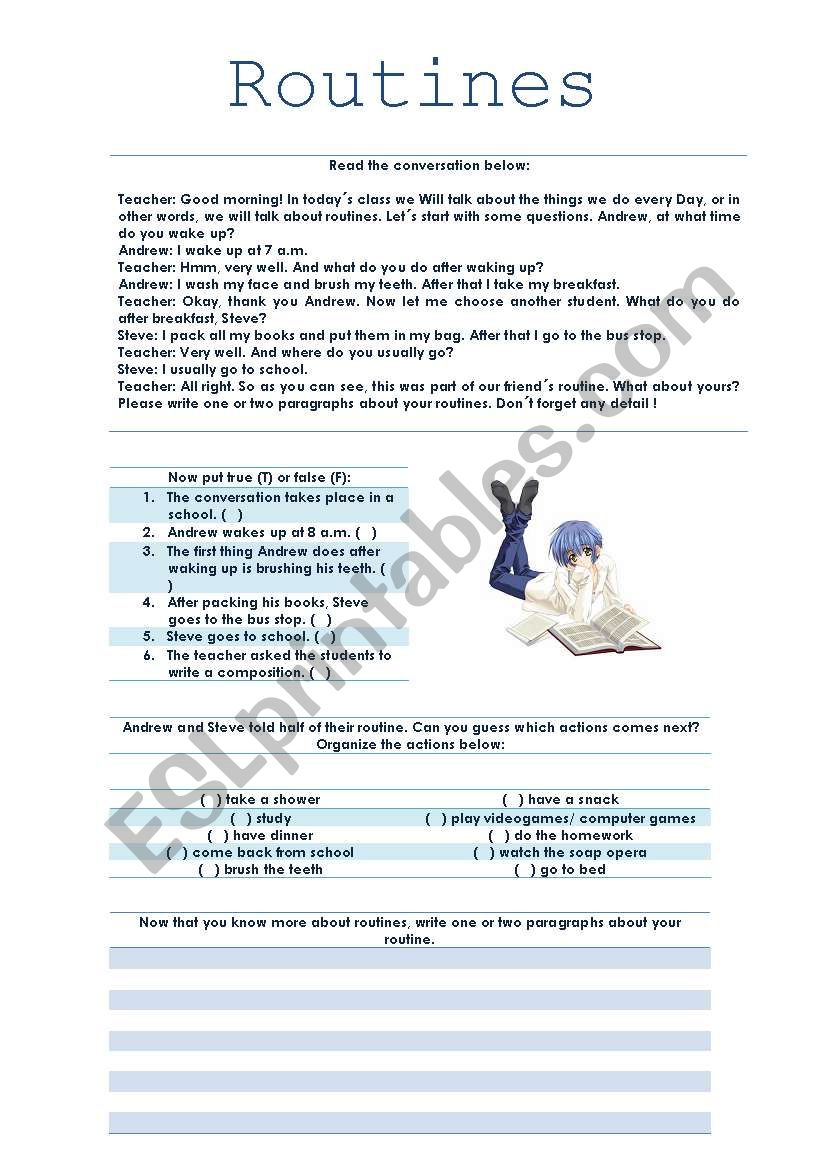 Routines worksheet