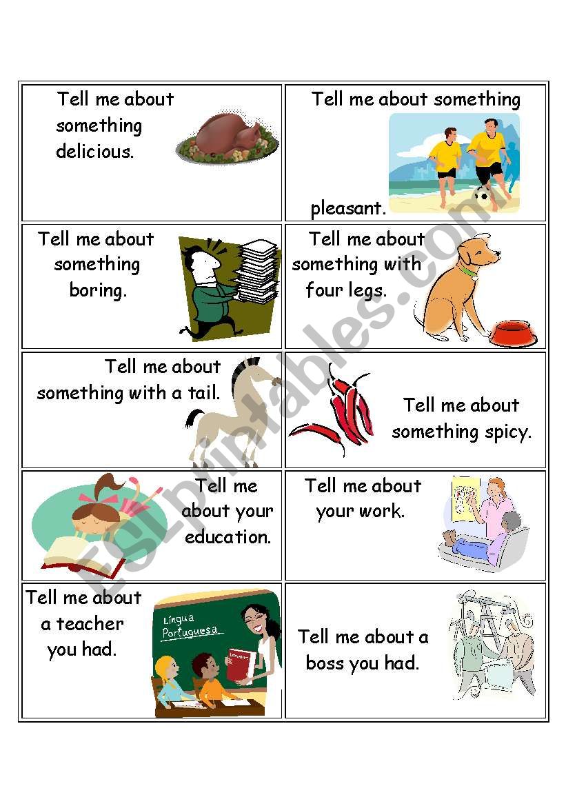 Tell me about... flashcards 3 worksheet