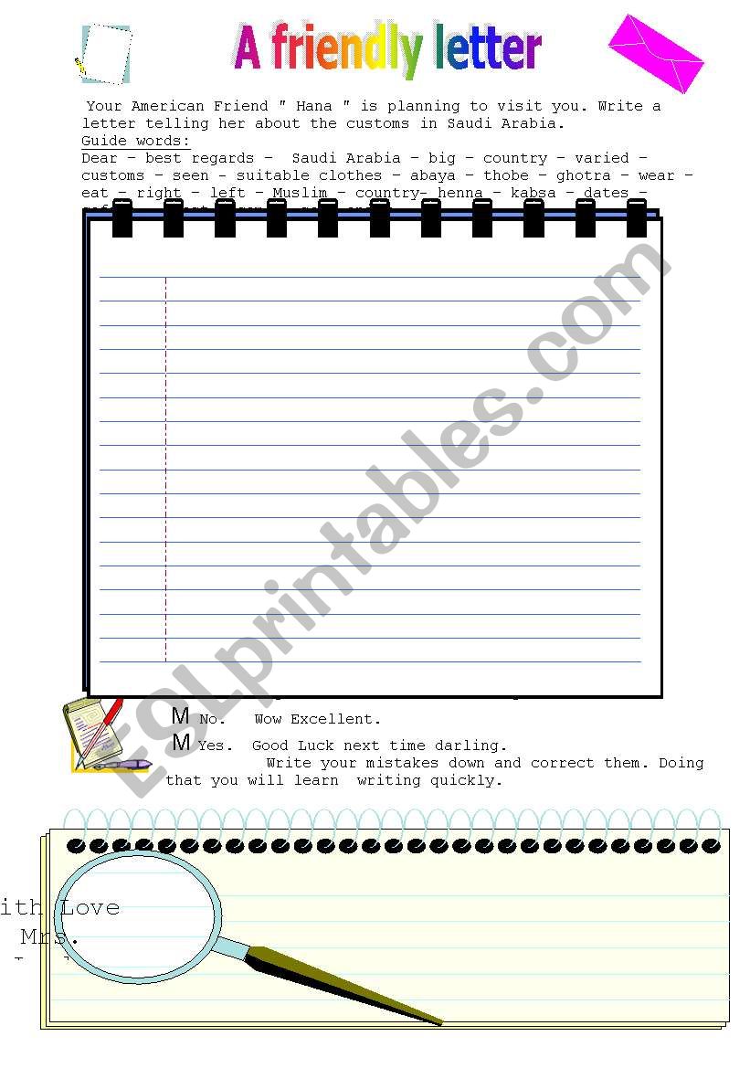 A friendly letter worksheet