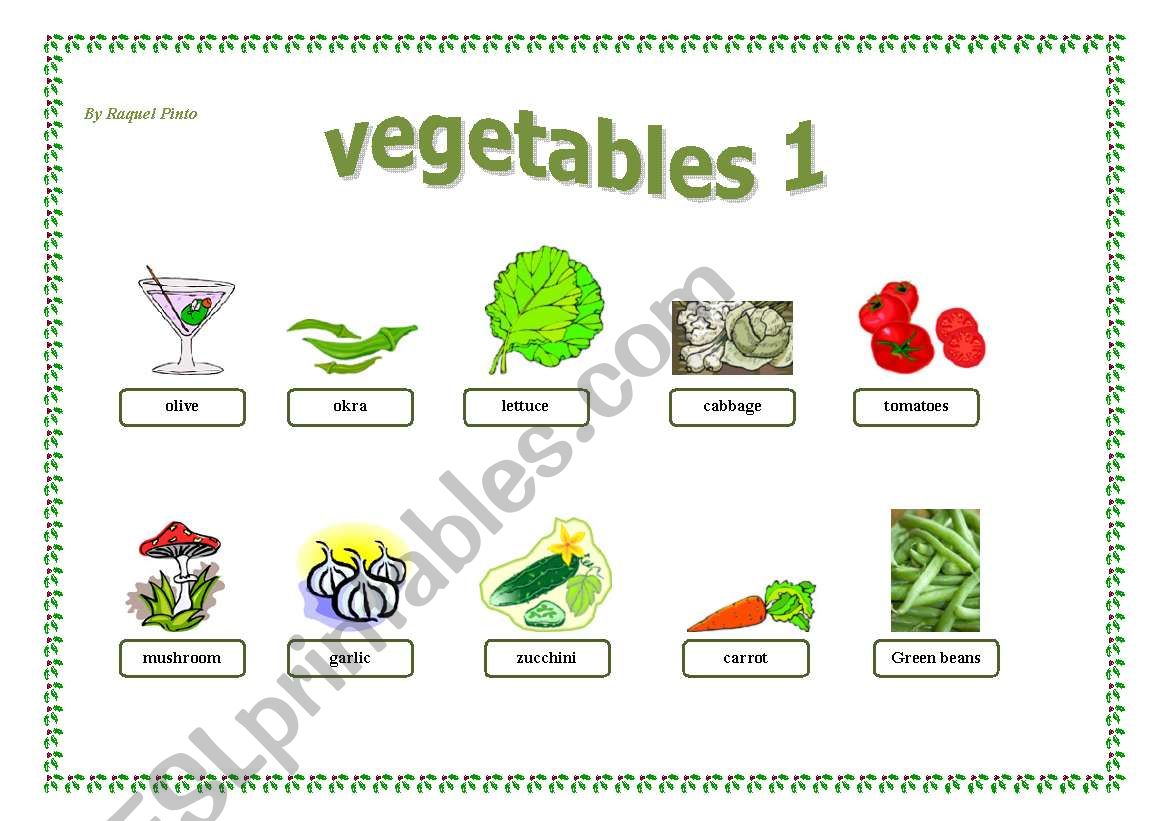 vegetables worksheet