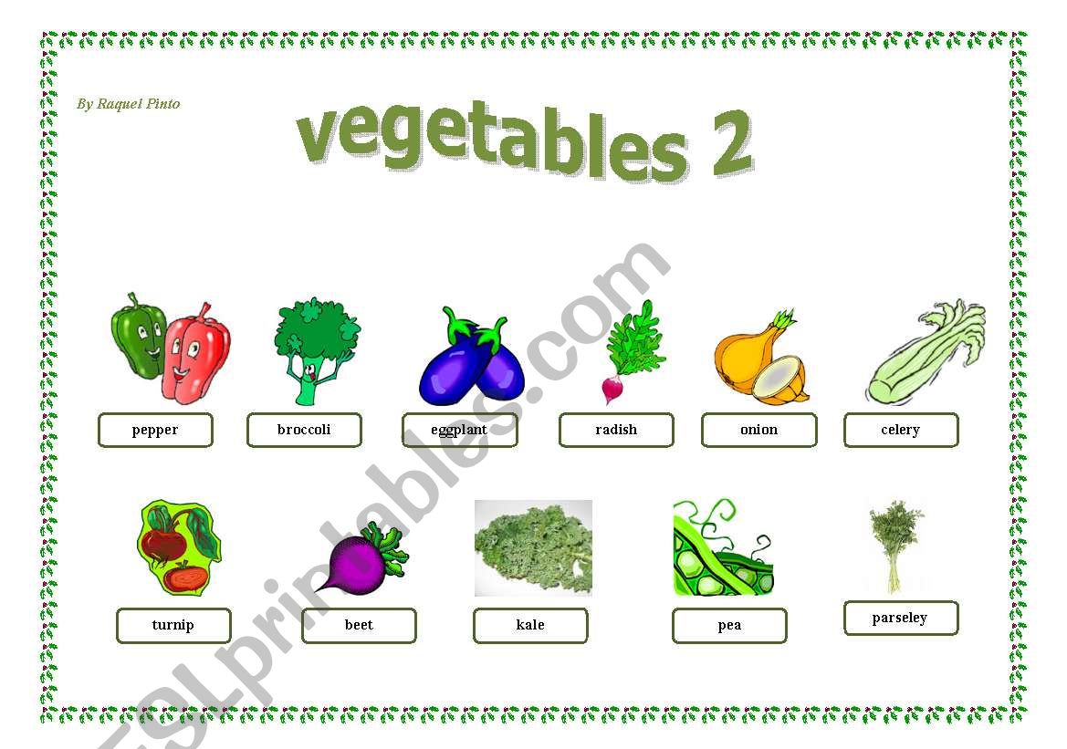 vegetables 2 worksheet