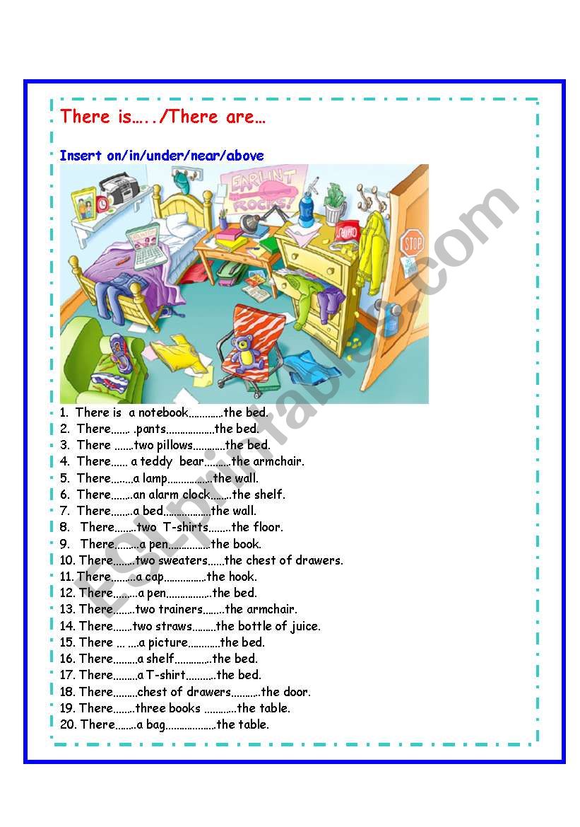 There is/are+prepositions  worksheet