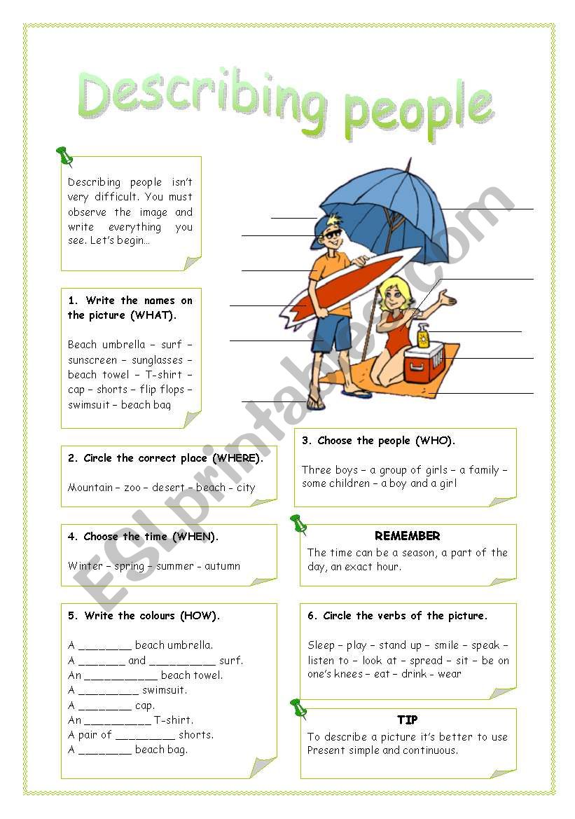 DESCRIBING PEOPLE worksheet