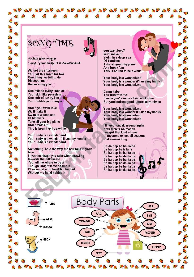 body parts worksheet