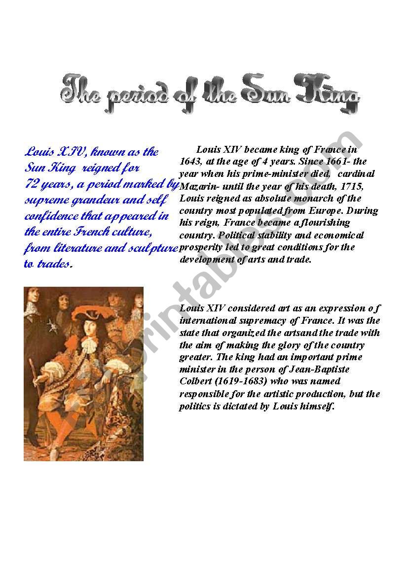 Louis XIV - 1st part  worksheet