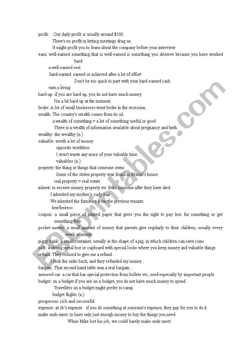 banking worksheet