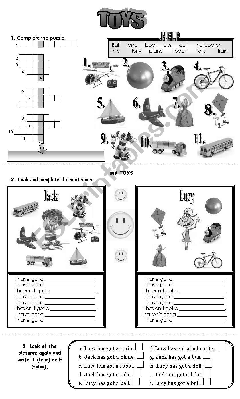 Toys worksheet